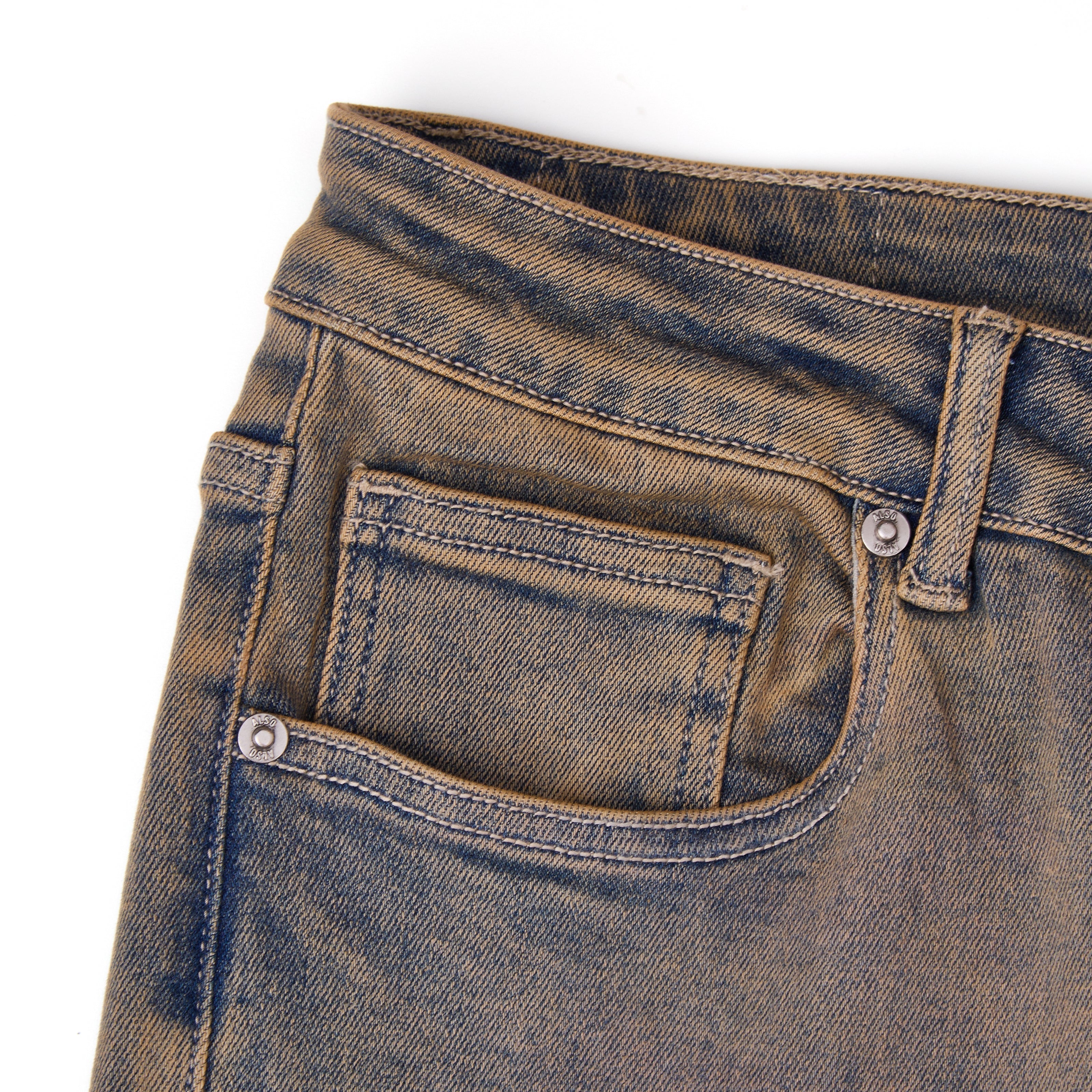 Solomon Rhinestone Straight Leg Denim - Light Blue