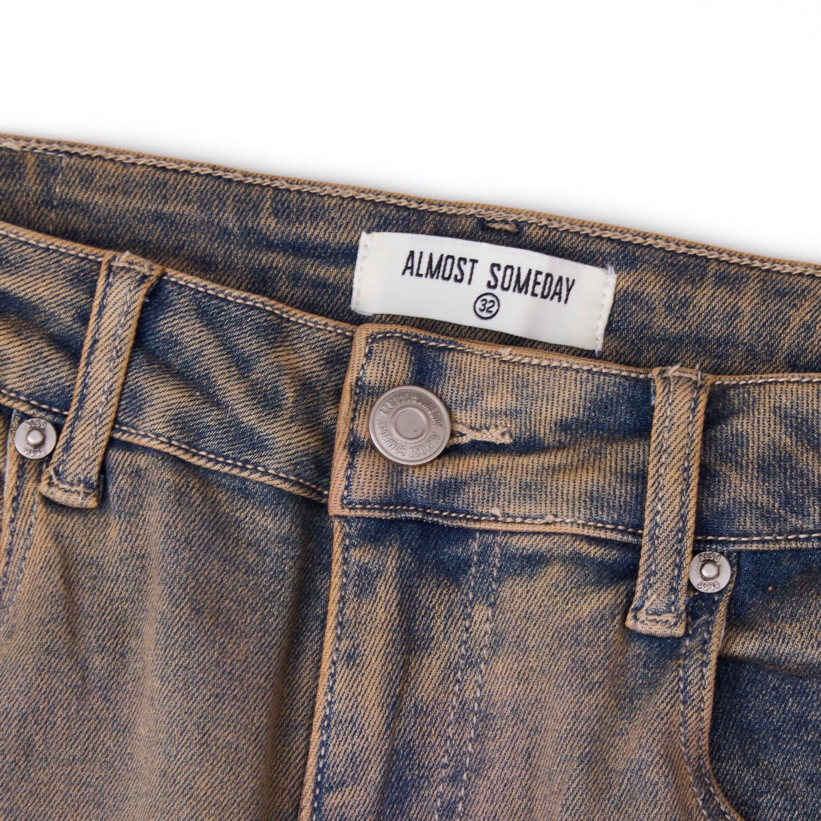 Solomon Rhinestone Straight Leg Denim - Light Blue