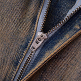 Solomon Rhinestone Straight Leg Denim - Light Blue