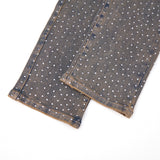 Solomon Rhinestone Straight Leg Denim - Light Blue