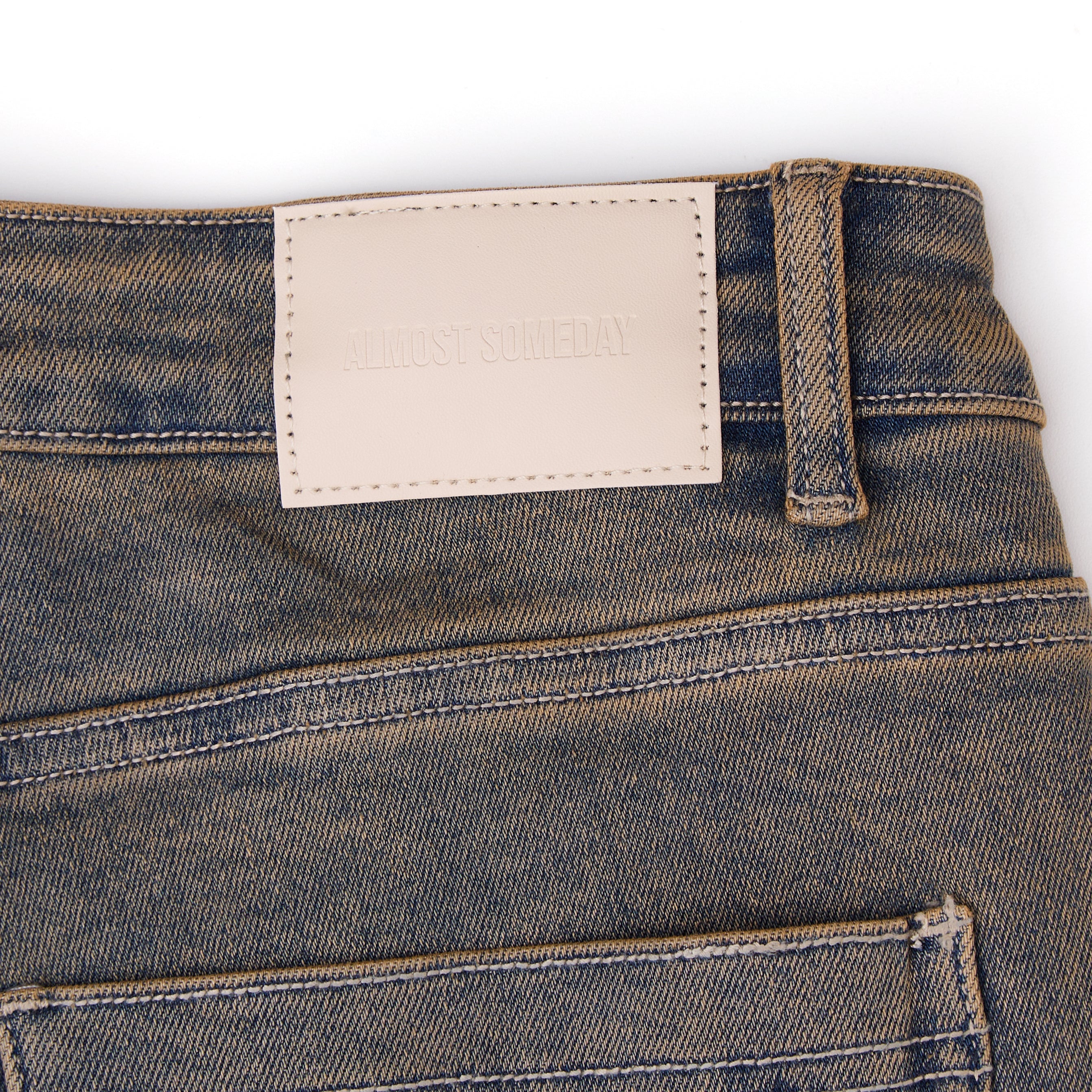 Solomon Rhinestone Straight Leg Denim - Light Blue