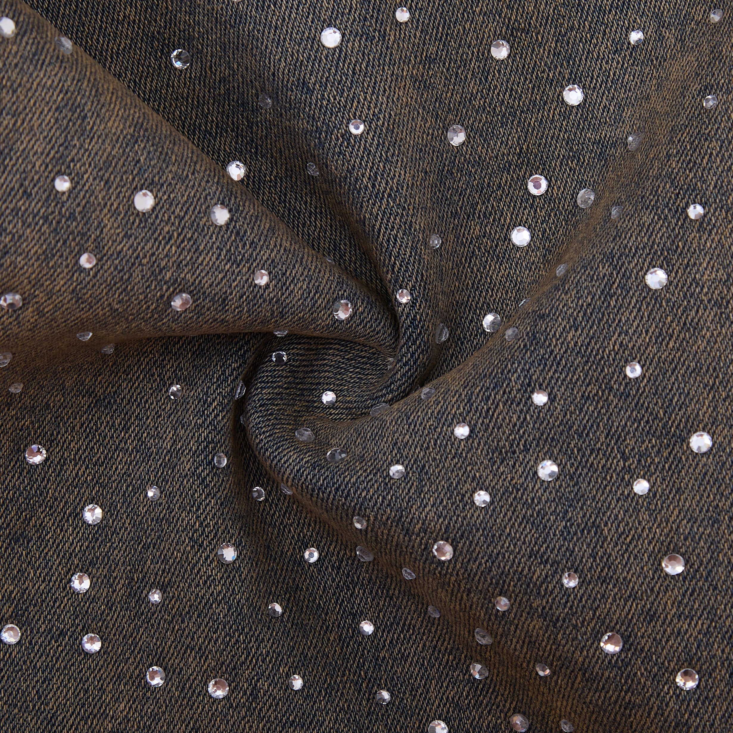 Solomon Rhinestone Straight Leg Denim - Light Blue