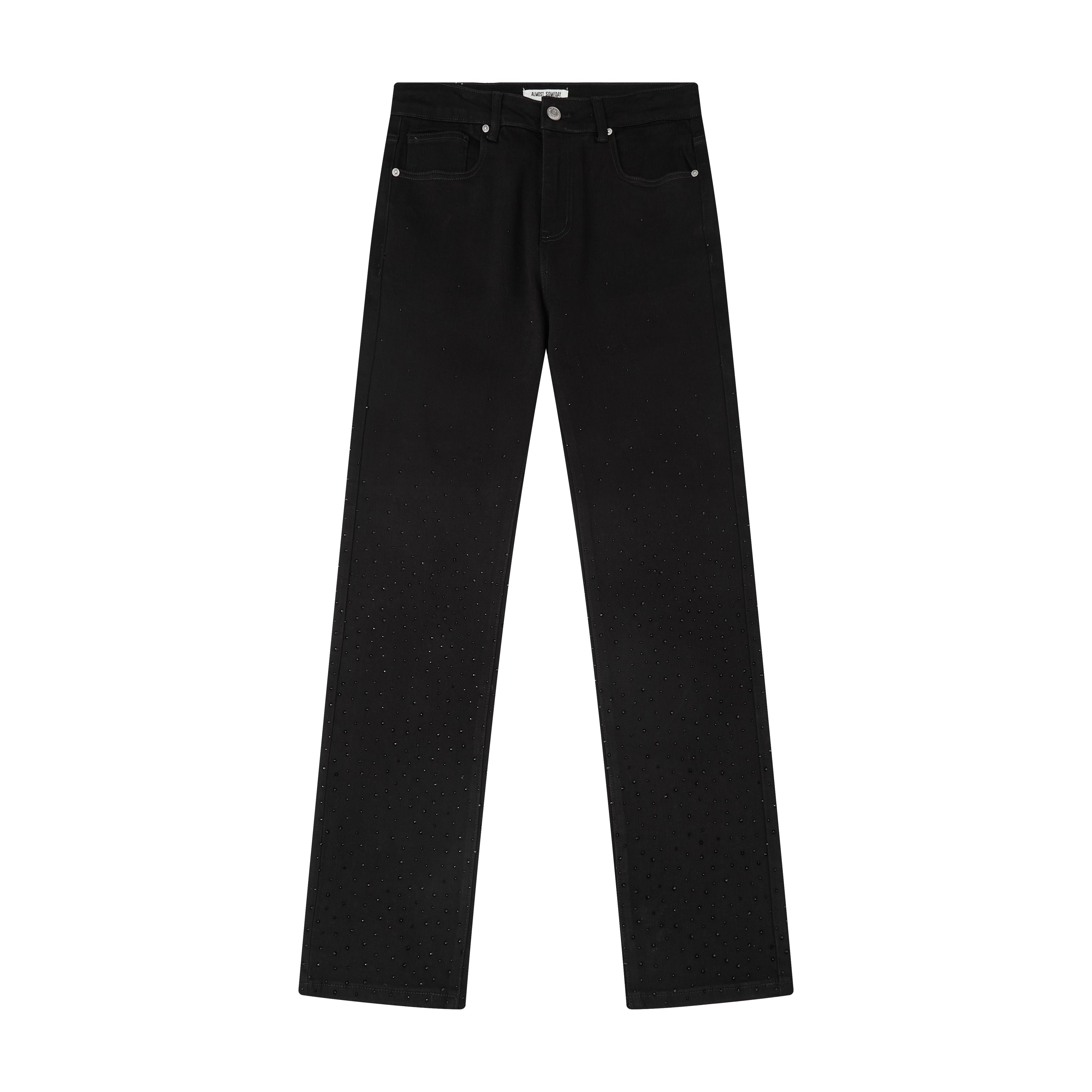 Solomon Rhinestone Straight Leg Denim - Black