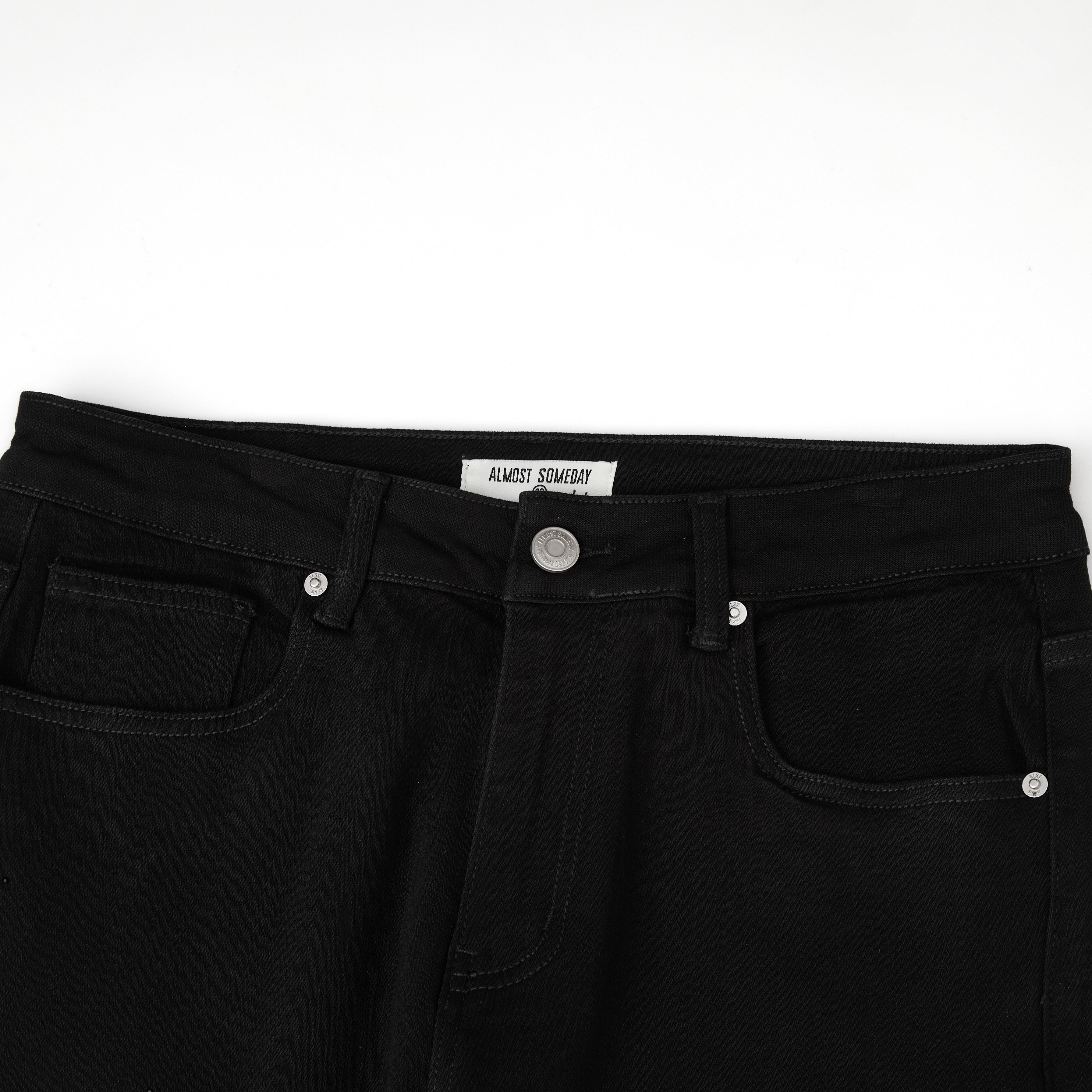 Solomon Rhinestone Straight Leg Denim - Black