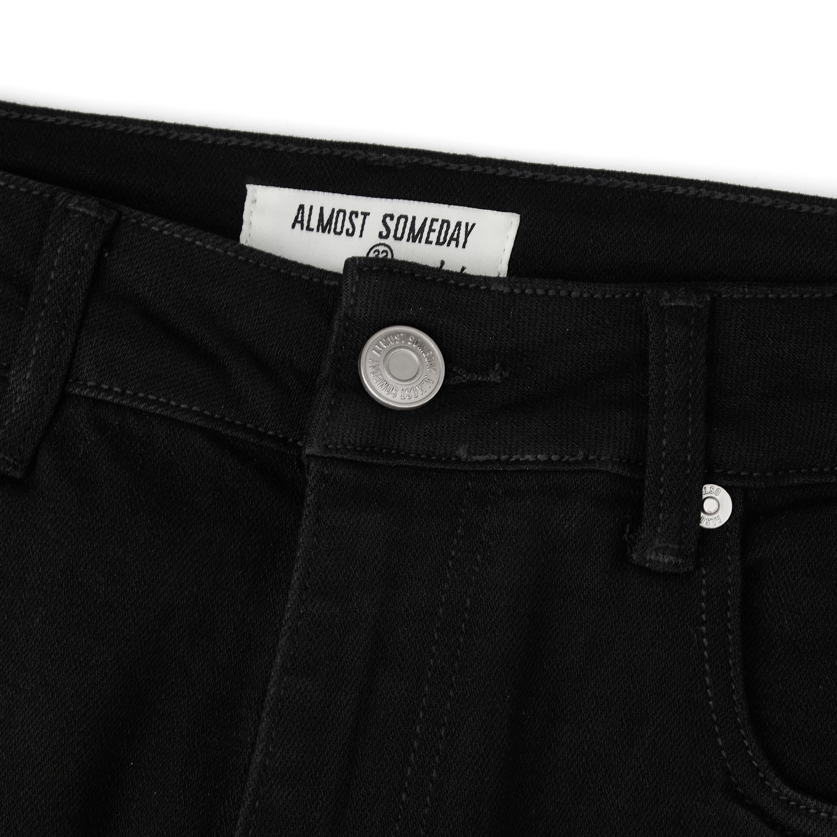 Solomon Rhinestone Straight Leg Denim - Black