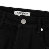 Solomon Rhinestone Straight Leg Denim - Black