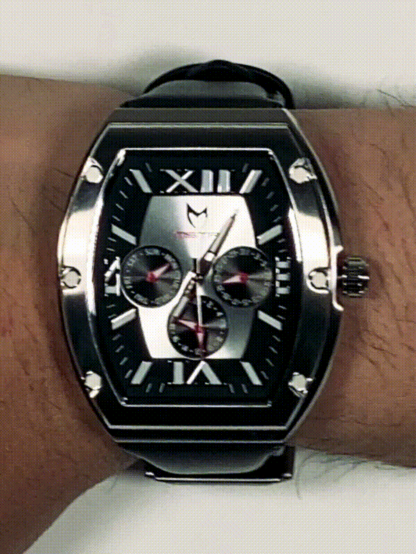 MJ124LB - MAJOR SILVER / SILVER / LEATHER BAND