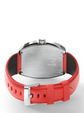 MJ128LB - MAJOR SILVER / RED / LEATHER STRAP