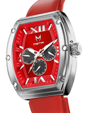 MJ128LB - MAJOR SILVER / RED / LEATHER STRAP