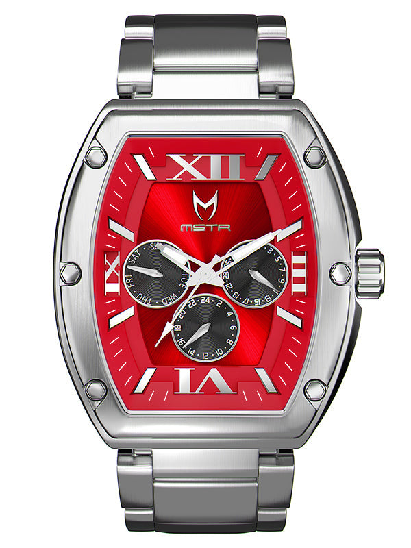 MJ128SS - MAJOR SILVER / RED / STEEL BAND