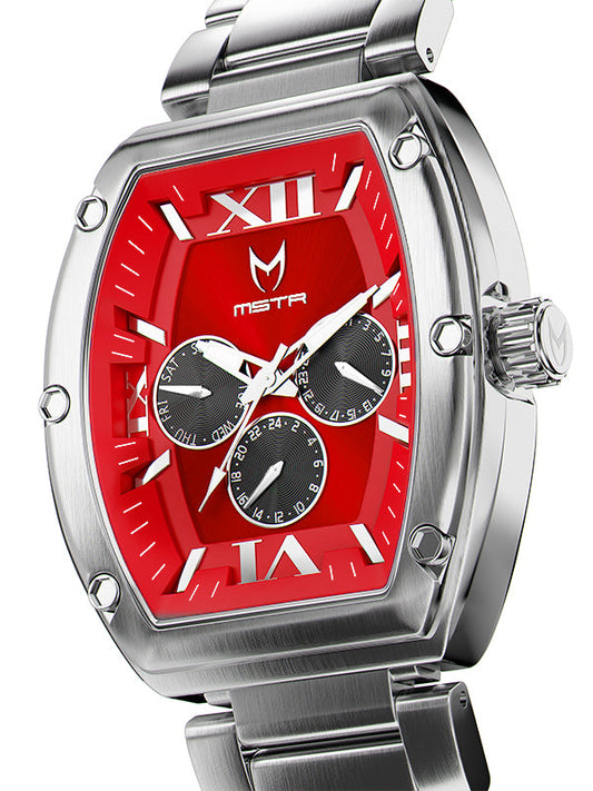 MJ128SS - MAJOR SILVER / RED / STEEL BAND