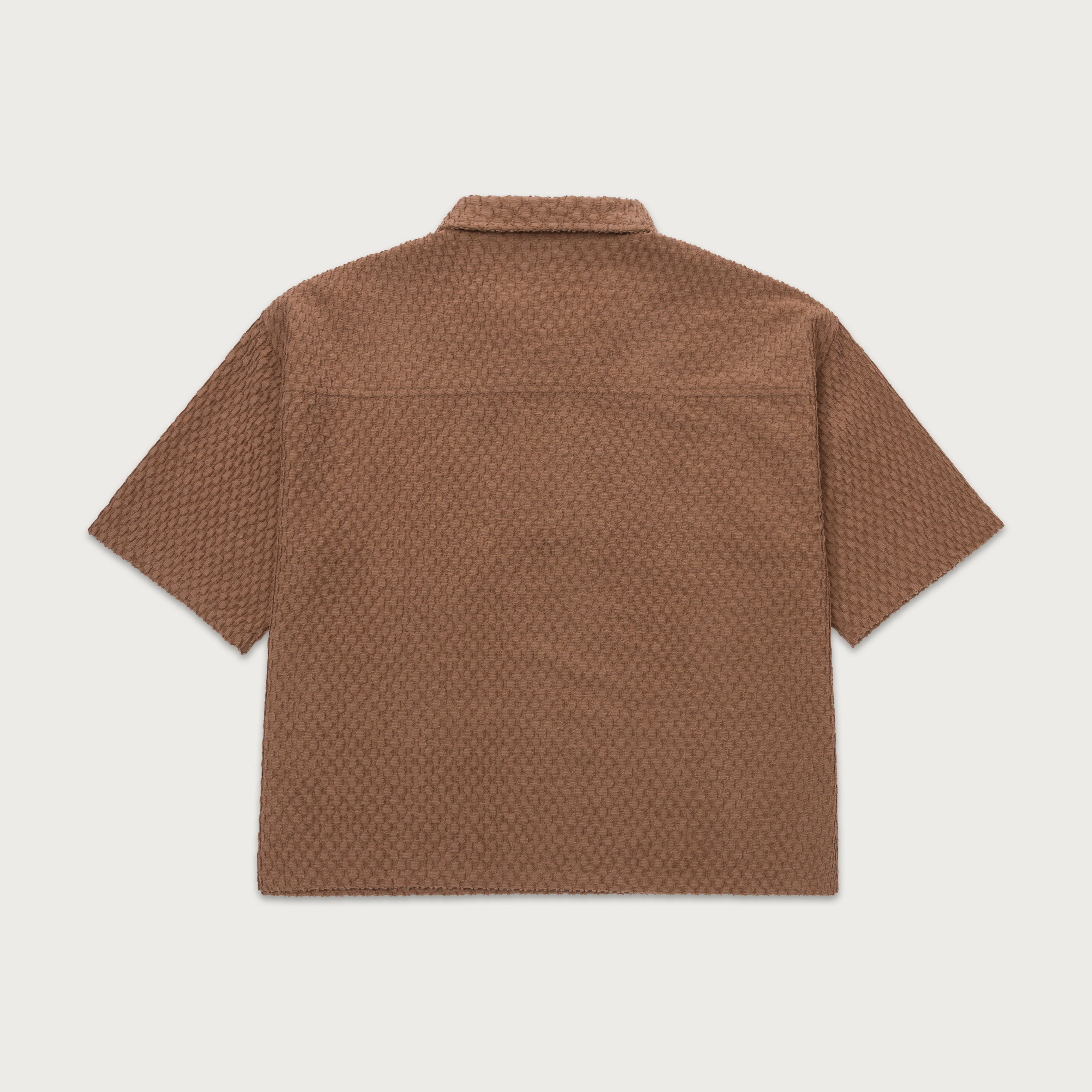 Textured Knit Qtr Zip - Brown