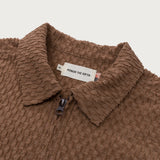 Textured Knit Qtr Zip - Brown