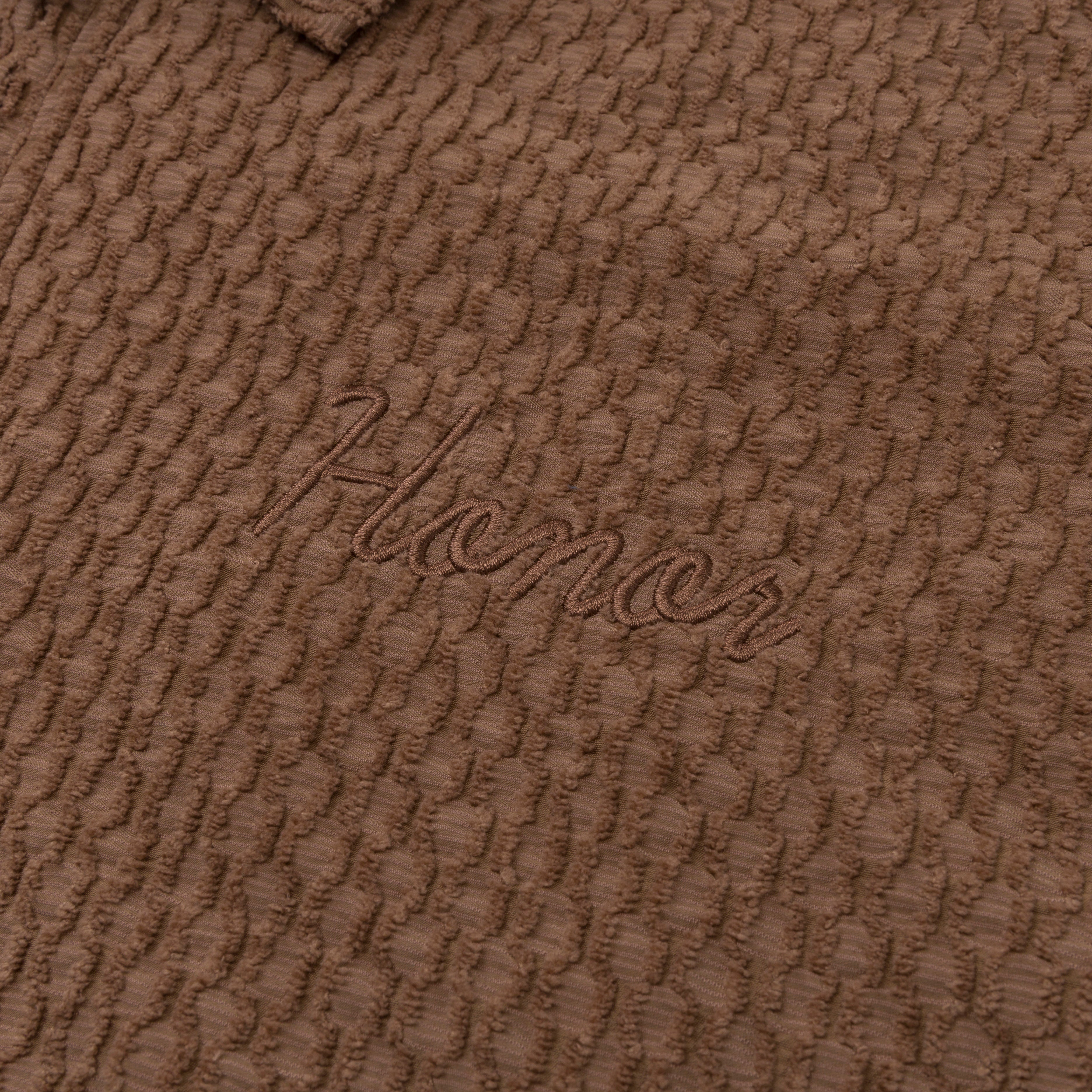 Textured Knit Qtr Zip - Brown