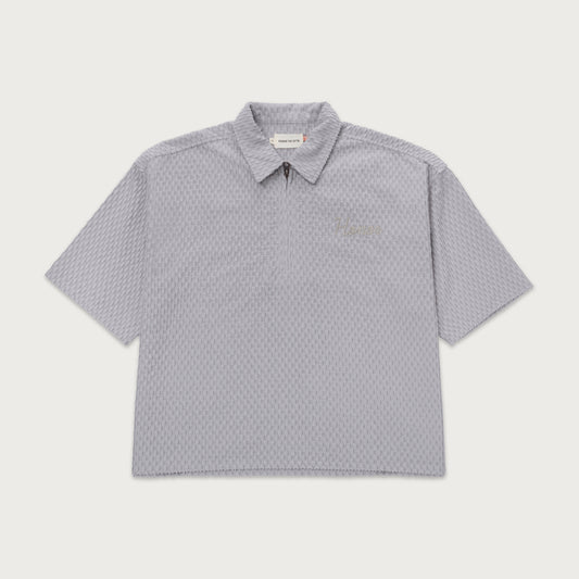 Textured Knit Qtr Zip - Grey