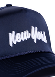 New York Souvenir Hat (Navy Satin)