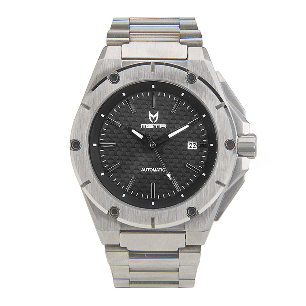 NOBLE AUTOMATIC / SILVER WITH CARBON FIBER - STAINLESS STEEL LINKS