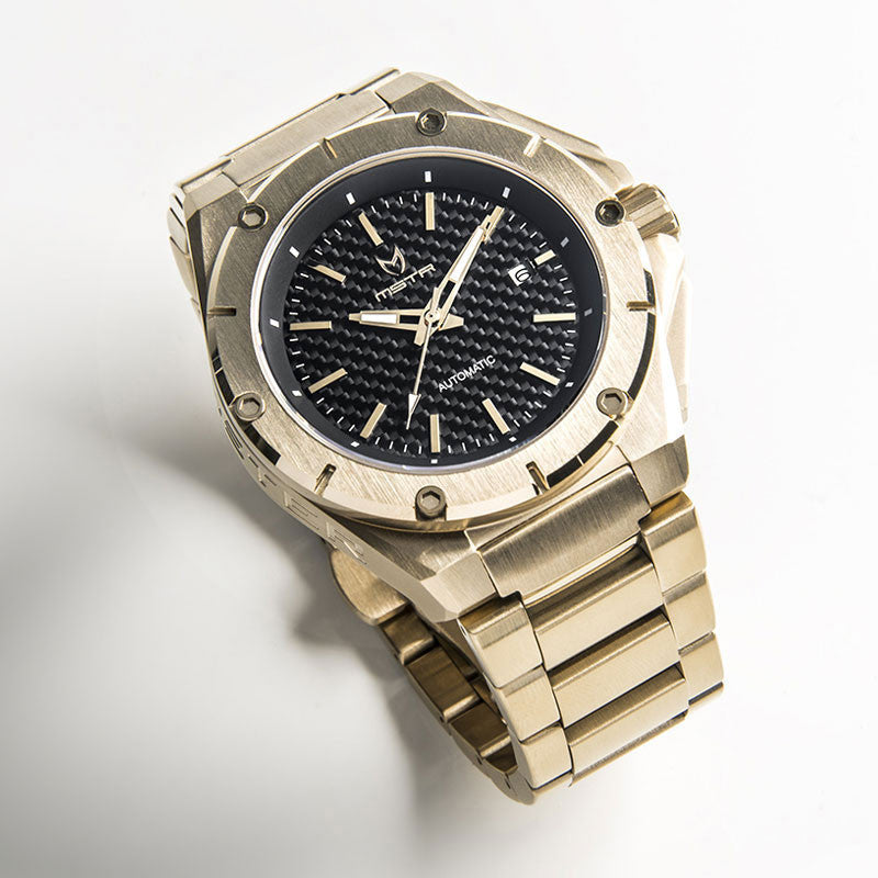 NO105SS - NOBLE CHAMPAGNE GOLD AUTOMATIC / BLACK / SS BAND