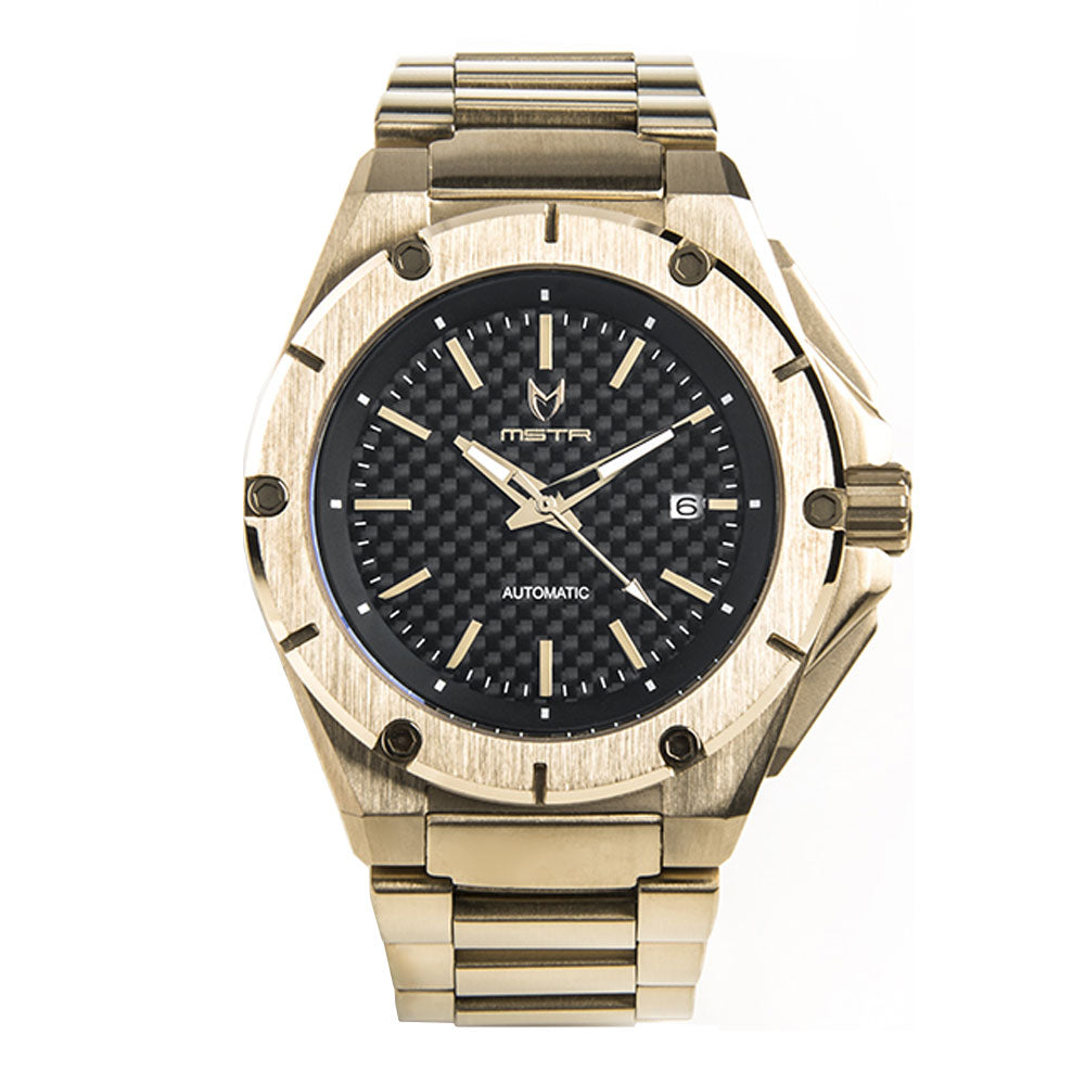 NO105SS - NOBLE CHAMPAGNE GOLD AUTOMATIC / BLACK / SS BAND