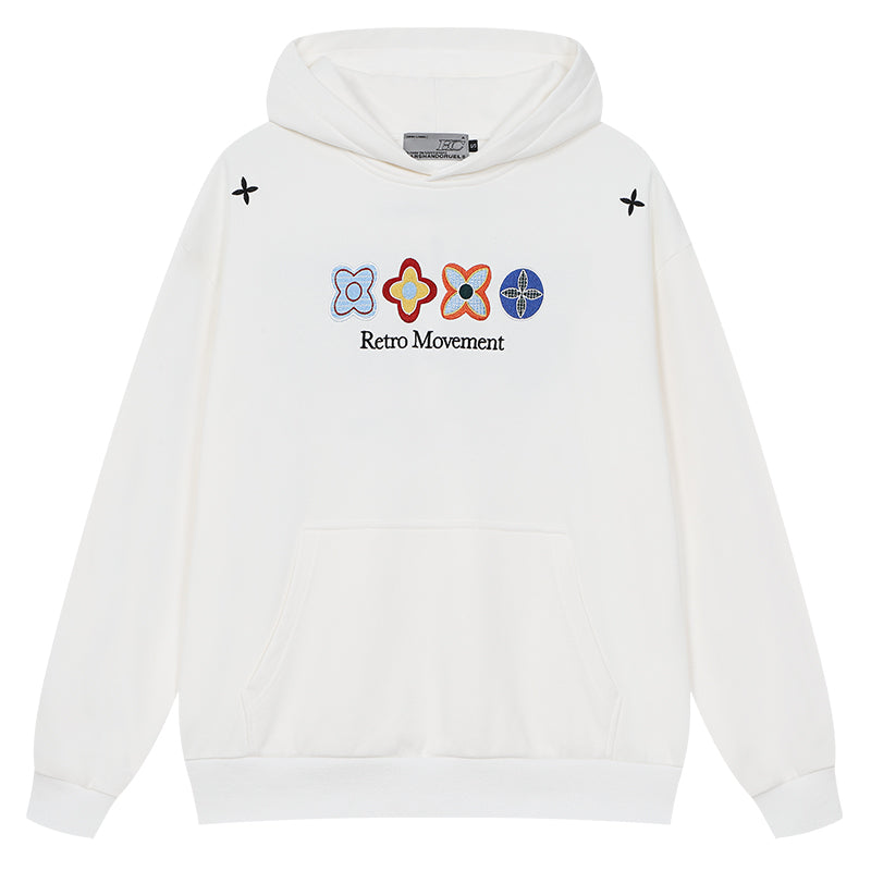 Floral Embroidered Colorblock Hoodie