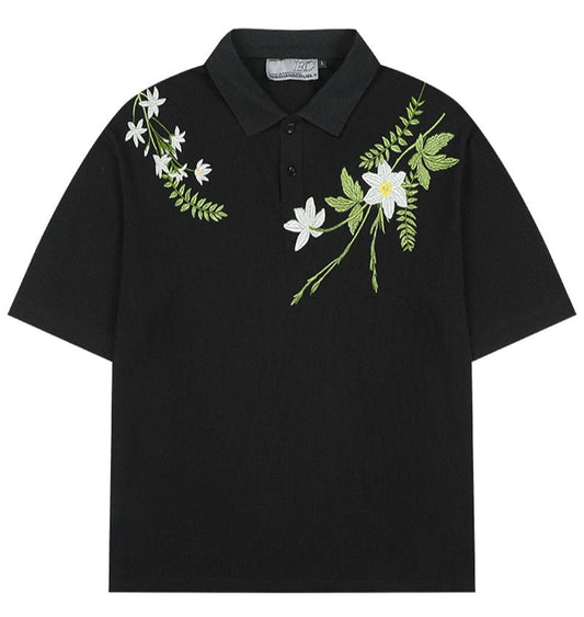 Embroidered Floral Wreath loose Polo