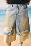 Frayed Light Wash Denim Shorts