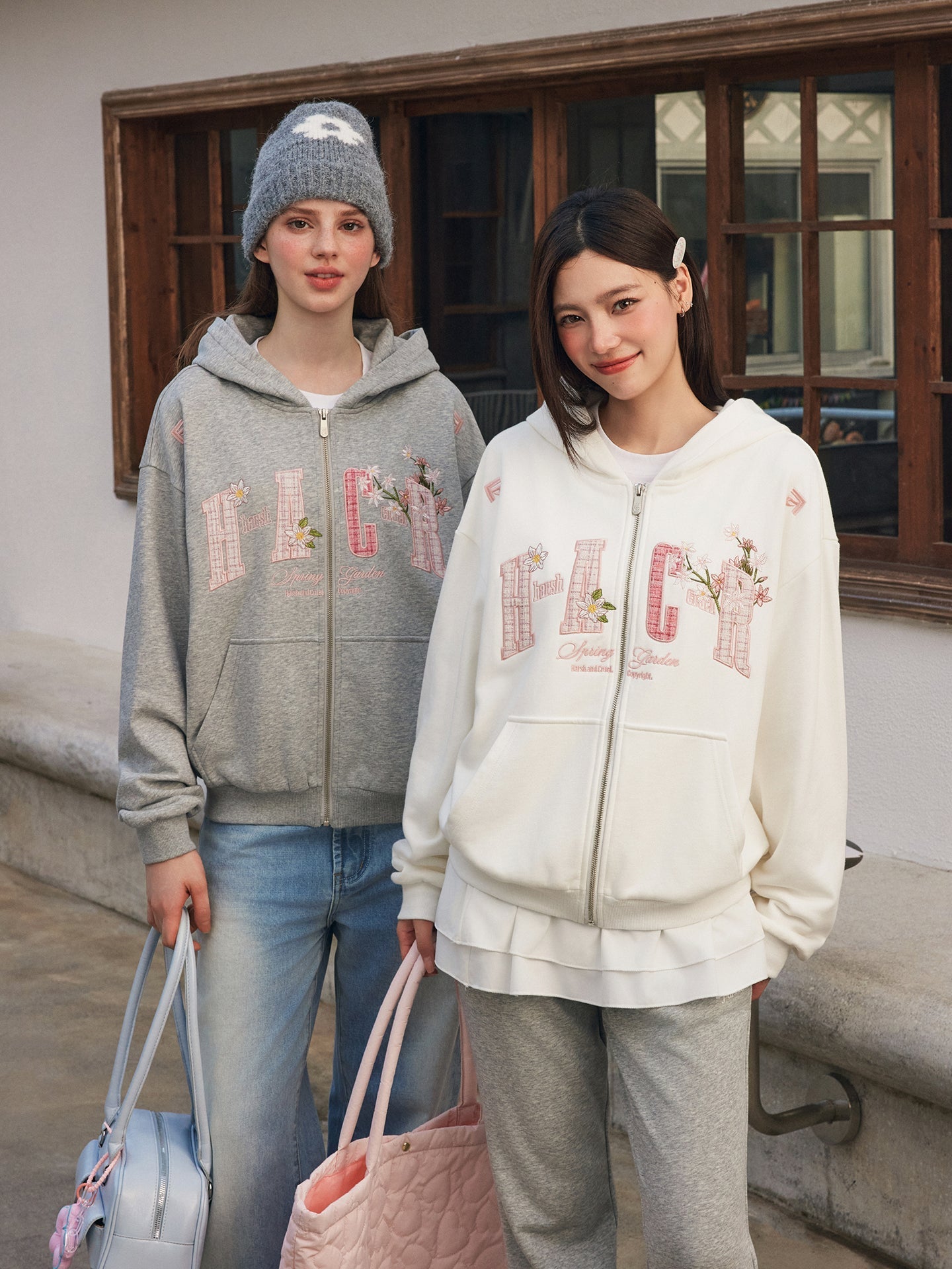 Flower Patchwork Zip Hoodie