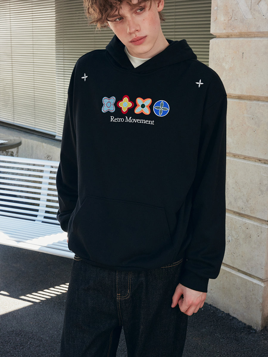 Floral Embroidered Colorblock Hoodie