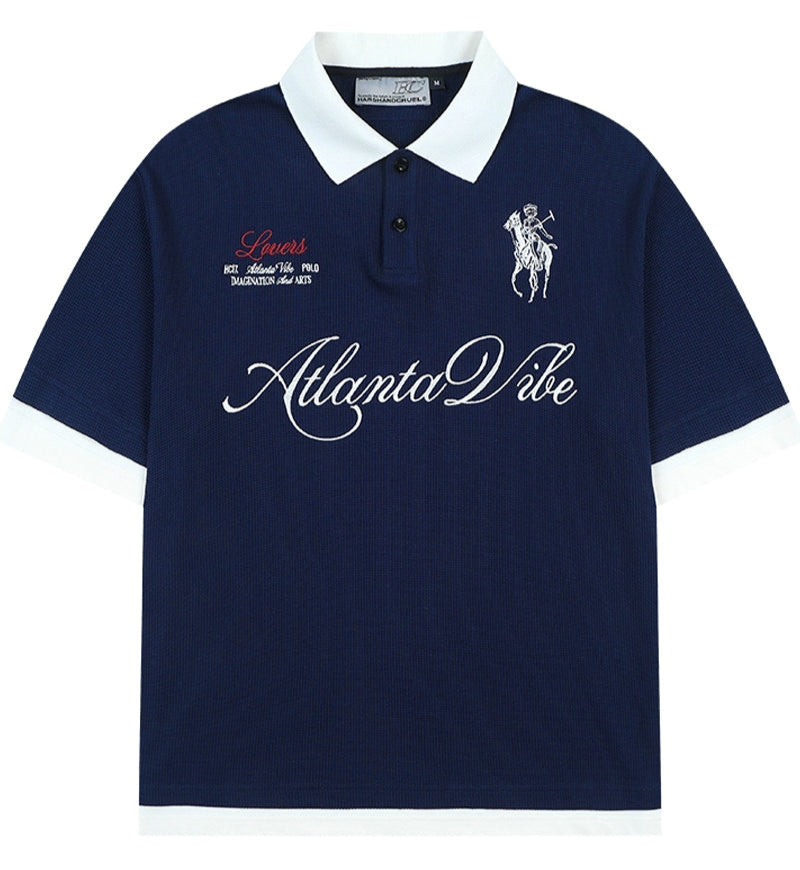Layered Embroidered Crest Polo