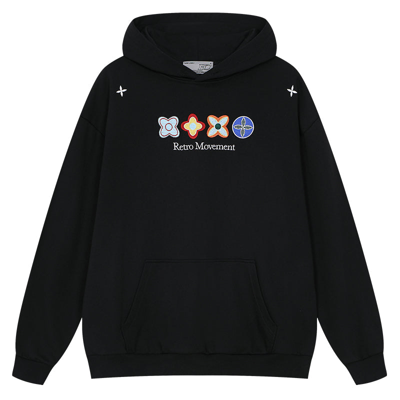 Floral Embroidered Colorblock Hoodie