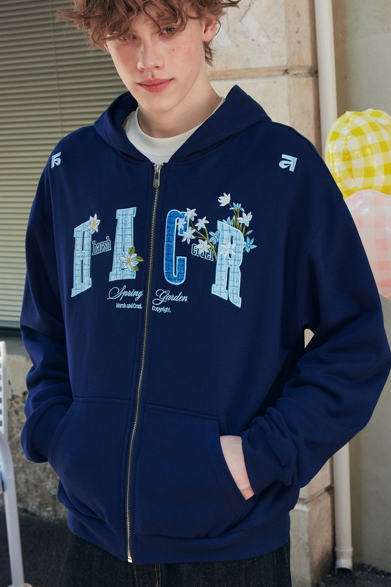 Flower Patchwork Zip Hoodie