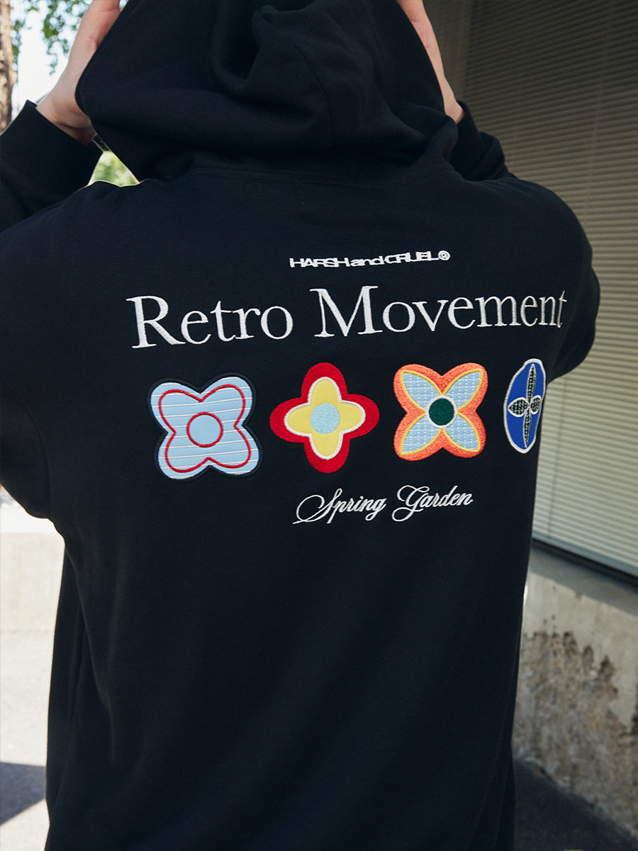 Floral Embroidered Colorblock Hoodie