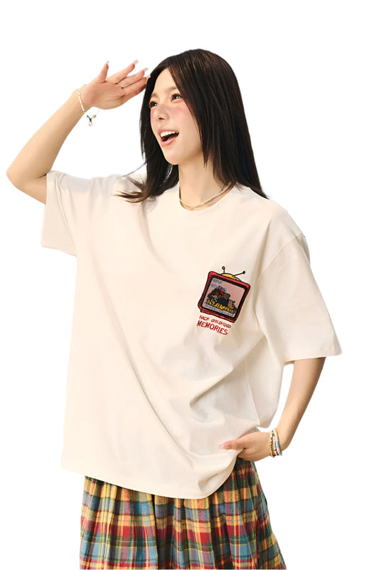 Velcro Dog Embroidery T-Shirt