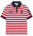 Nautical Striped Embroidered Polo Shirt