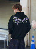 Violet Floral Embroidered Hoodie