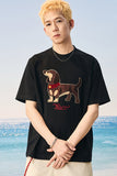 Suede Dog Towel Patch T-Shirt