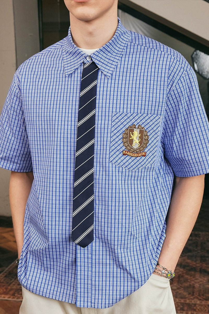 Plaid Tie Layered Shirt