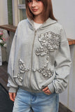3D Embroidered Floral Pattern Hoodie