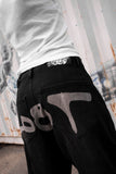 OUTERSEAM LOGO JEANS - Stonewashed Black