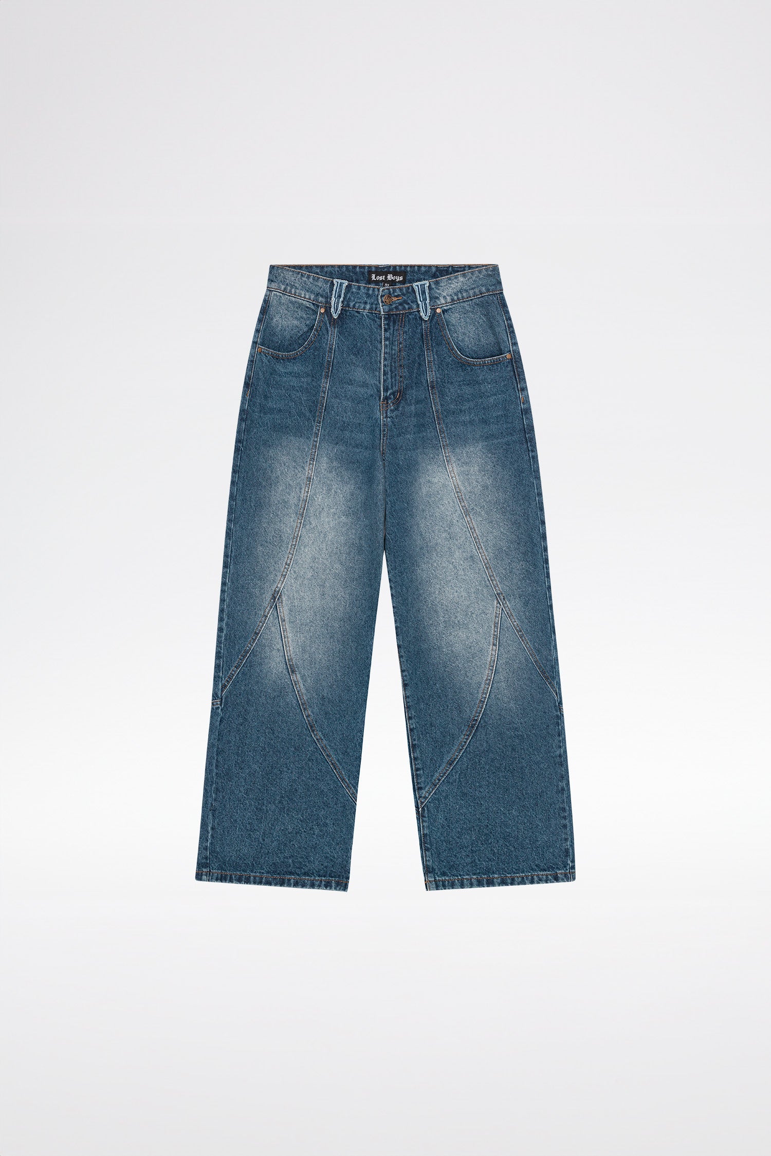 OUTERSEAM LOGO JEANS - Stonewashed Indigo Blue