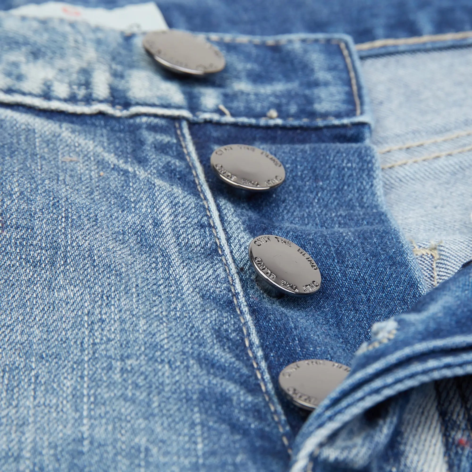 Blue Light Distressed Panel Denim