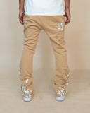 EPTM PAINT SNAP FLARED PANTS - KHAKI