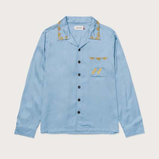 Palm Stitch LS Button Up - Blue