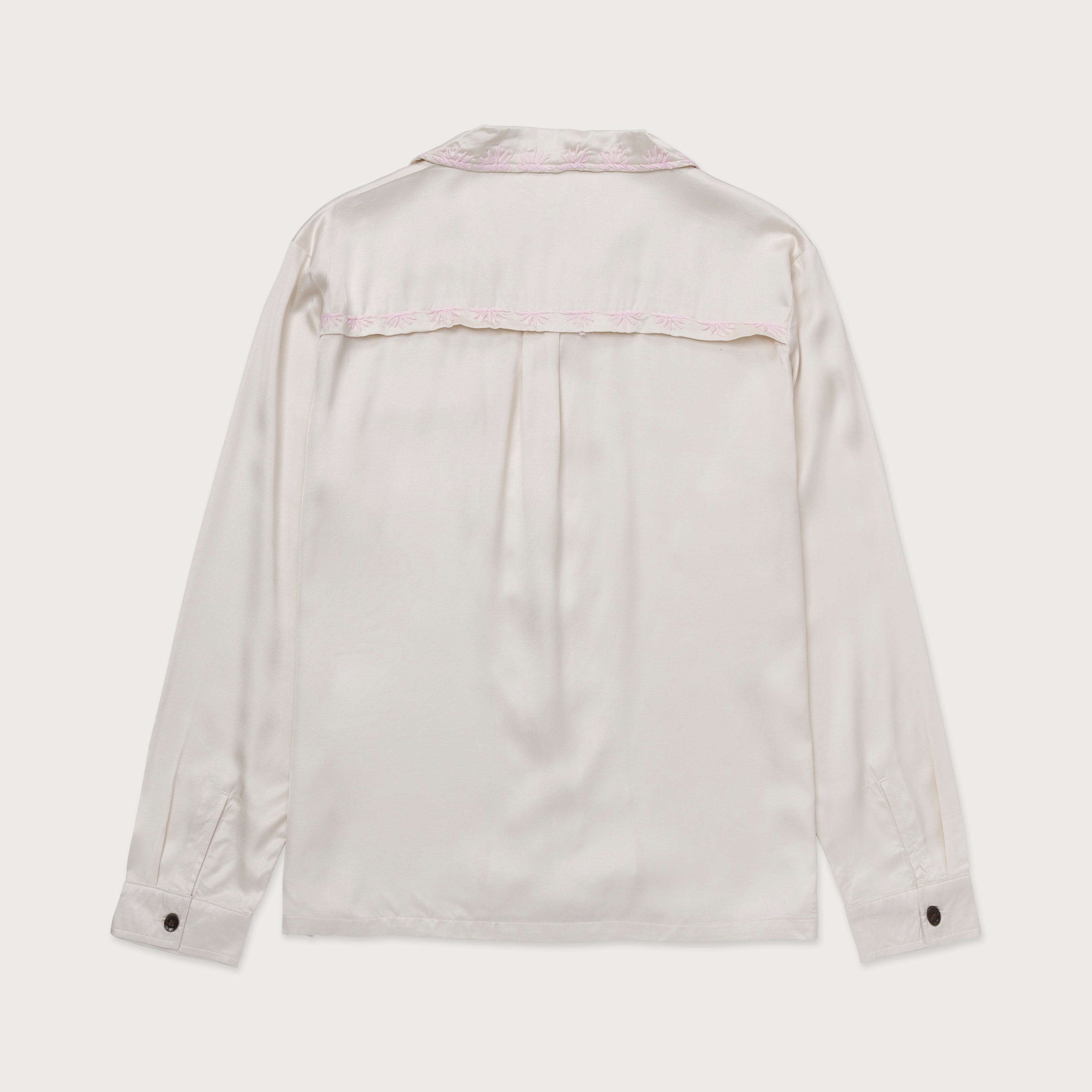 Palm Stitch LS Button Up - Cream