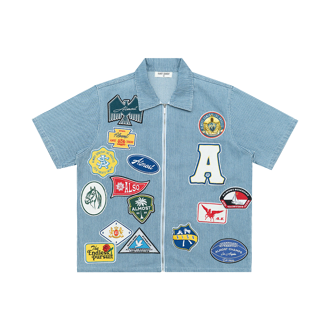 Patchwork Shirt (Light Blue)