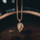 Micro Lion Head Necklace Pendant & Franco Box Chain