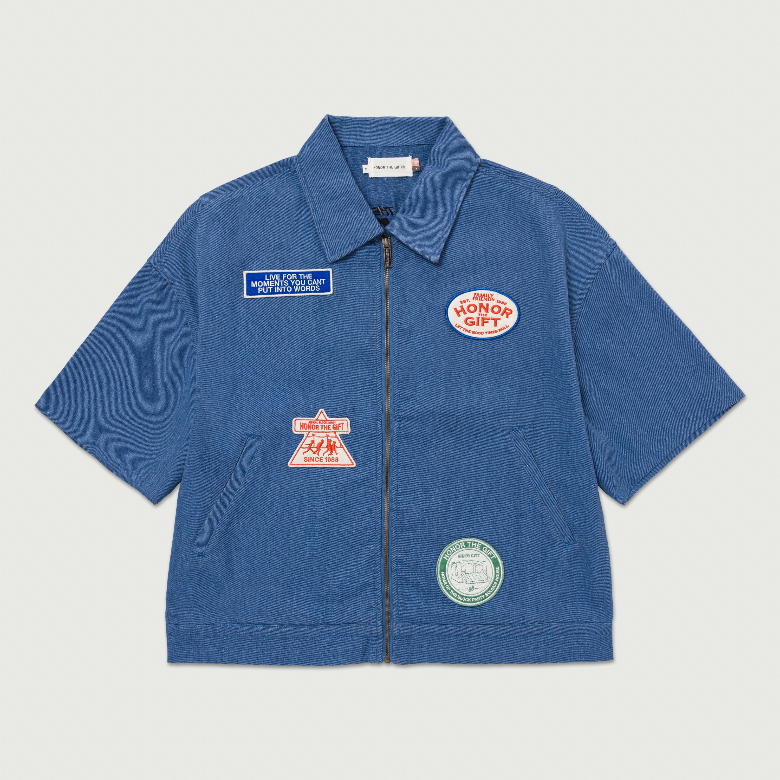 Twill Full Zip Shirt - Blue