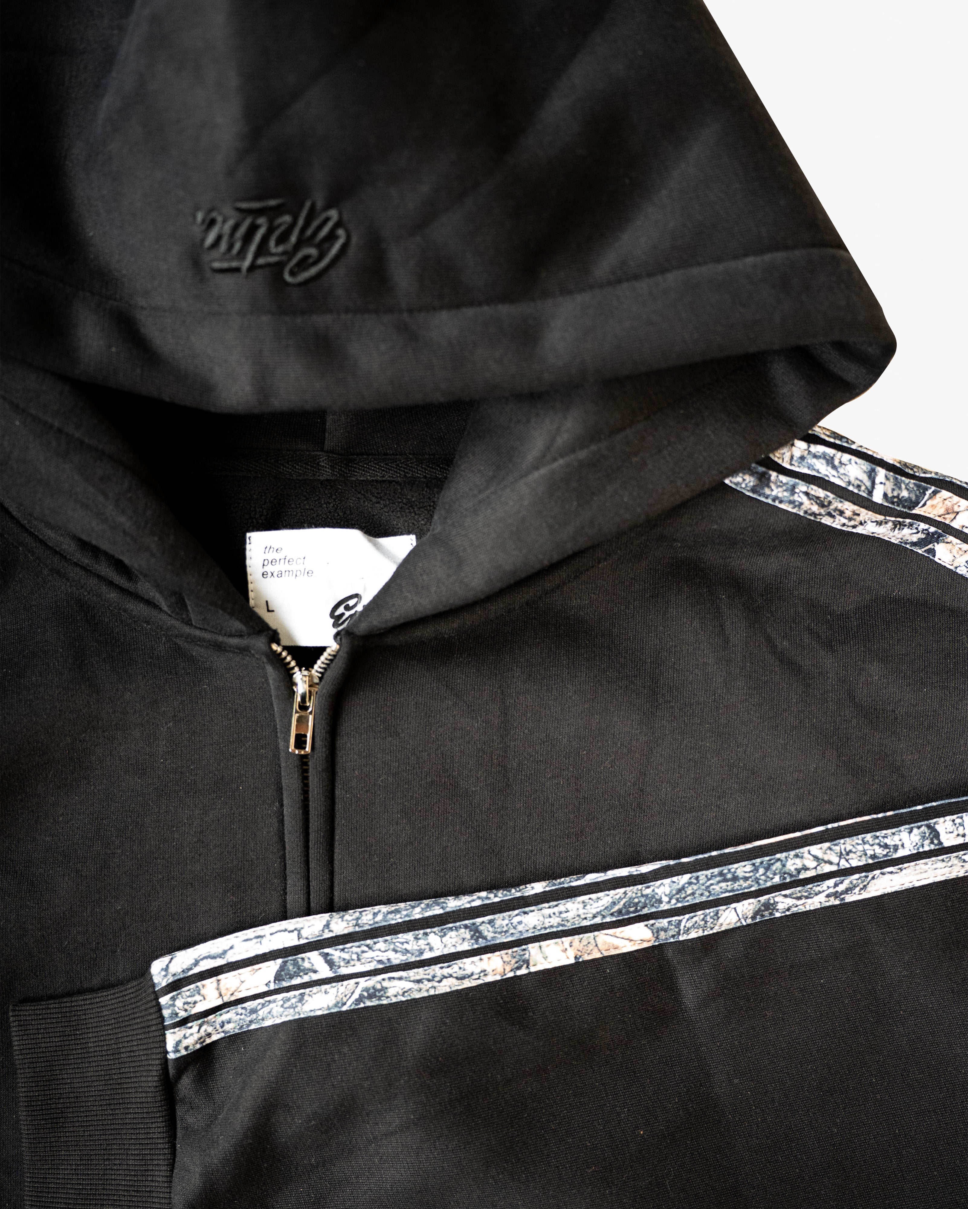 Real Camo Striped Zip Up Hoodie - Black
