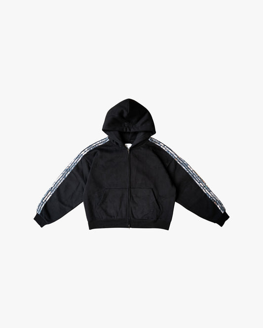 Real Camo Striped Zip Up Hoodie - Black