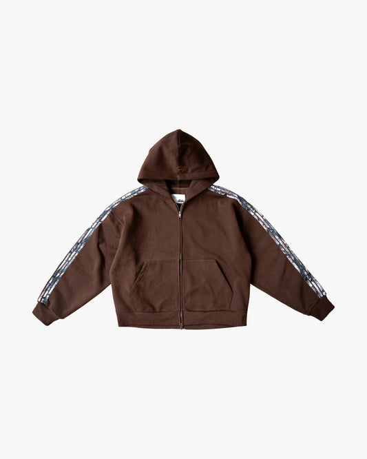 Real Camo Striped Zip Up Hoodie - Brown